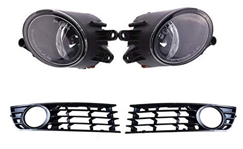 Pair Front Bumper Fog Light Lamp & Grilles Fits Audi A4 B6 2002-2005